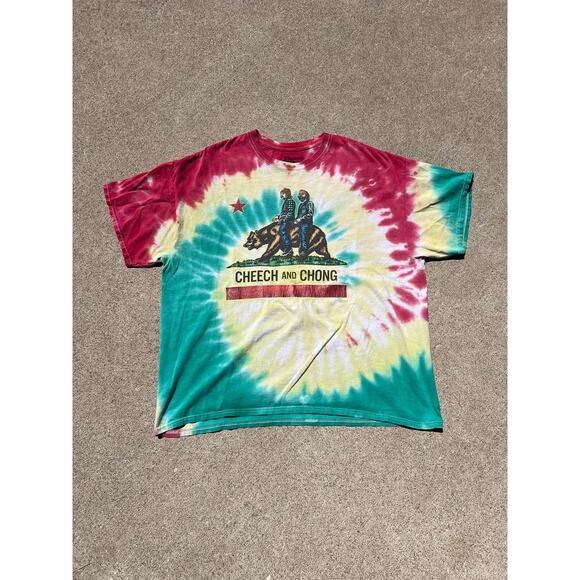 Vtg Y2K Cheech and Chong Unisex Size 2XL TieDye Graphic Short Sleeve Tee Shirt - Picture 1 of 6